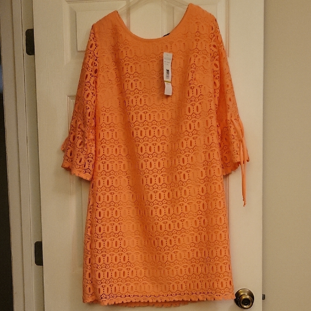 Karin Stevens Coral Lace Dress